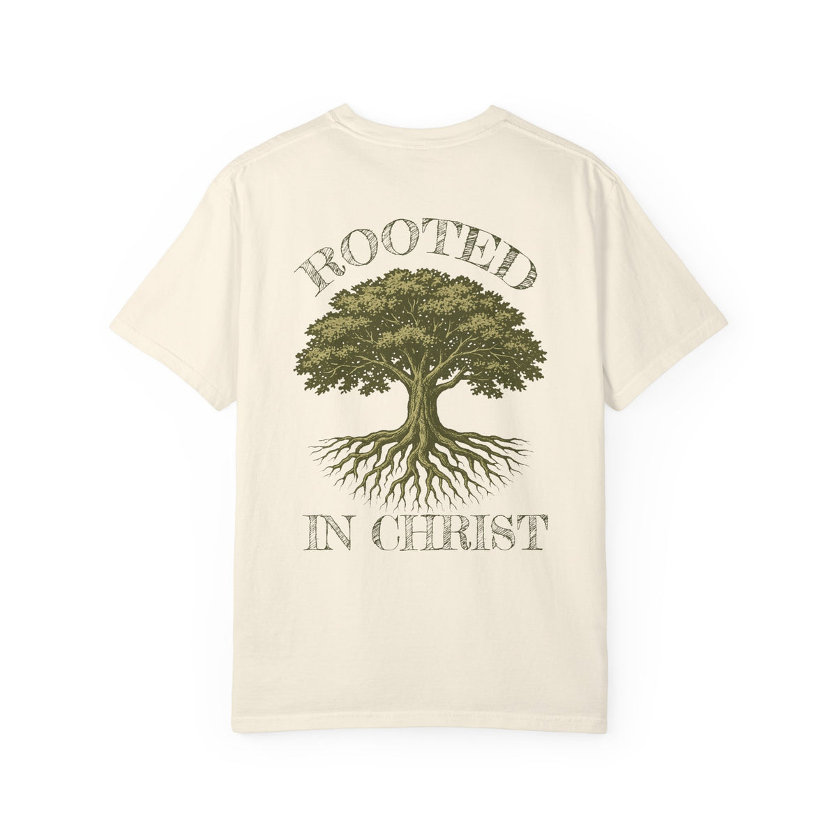 Rooted in Christ T-Shirt — Christian Faith Tree Graphic Tee