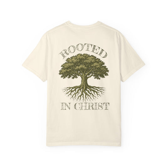 Rooted in Christ T-Shirt — Christian Faith Tree Graphic Tee