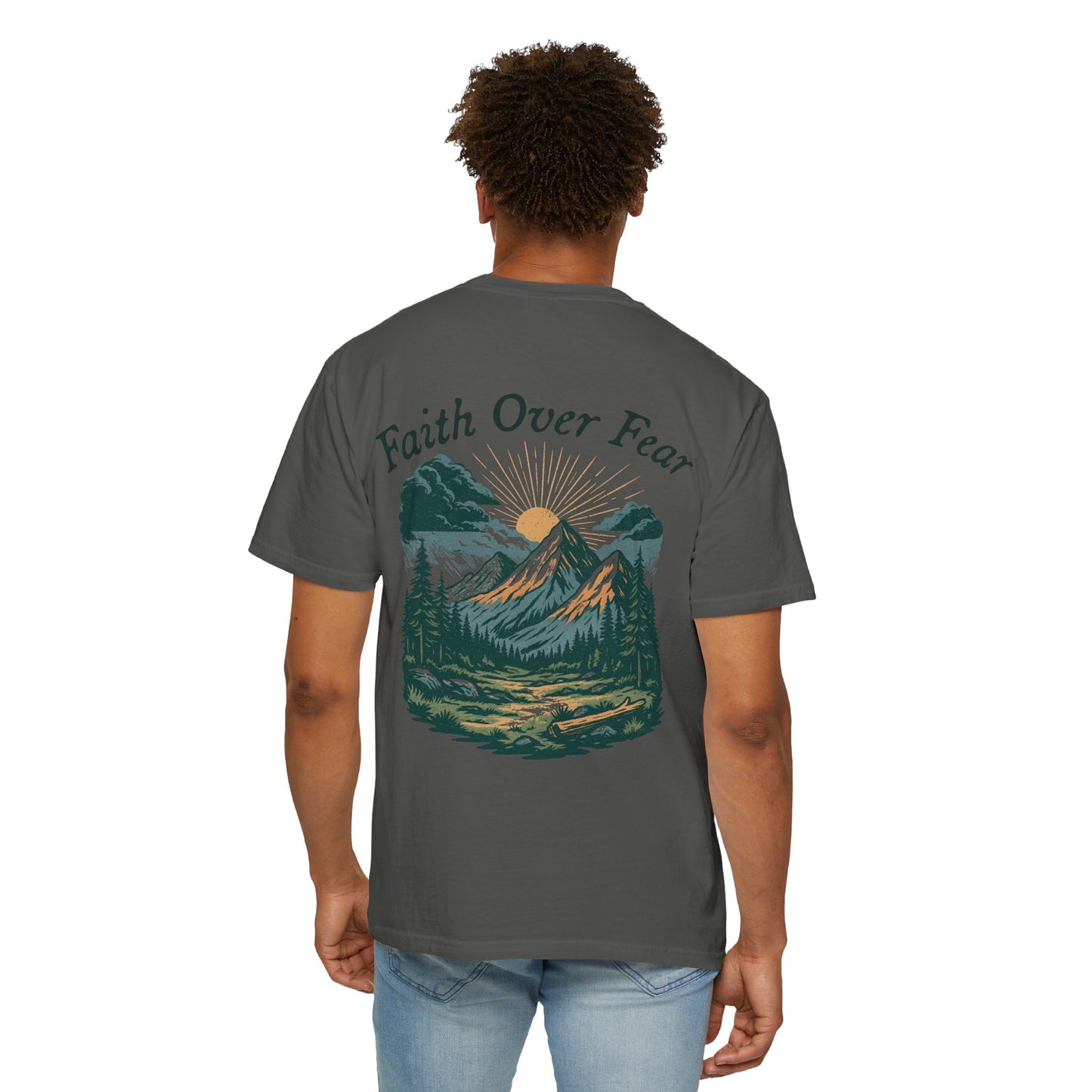 High Altitude Faith Tee | "Faith Over Fear" Comfort Colors Mountain Adventure